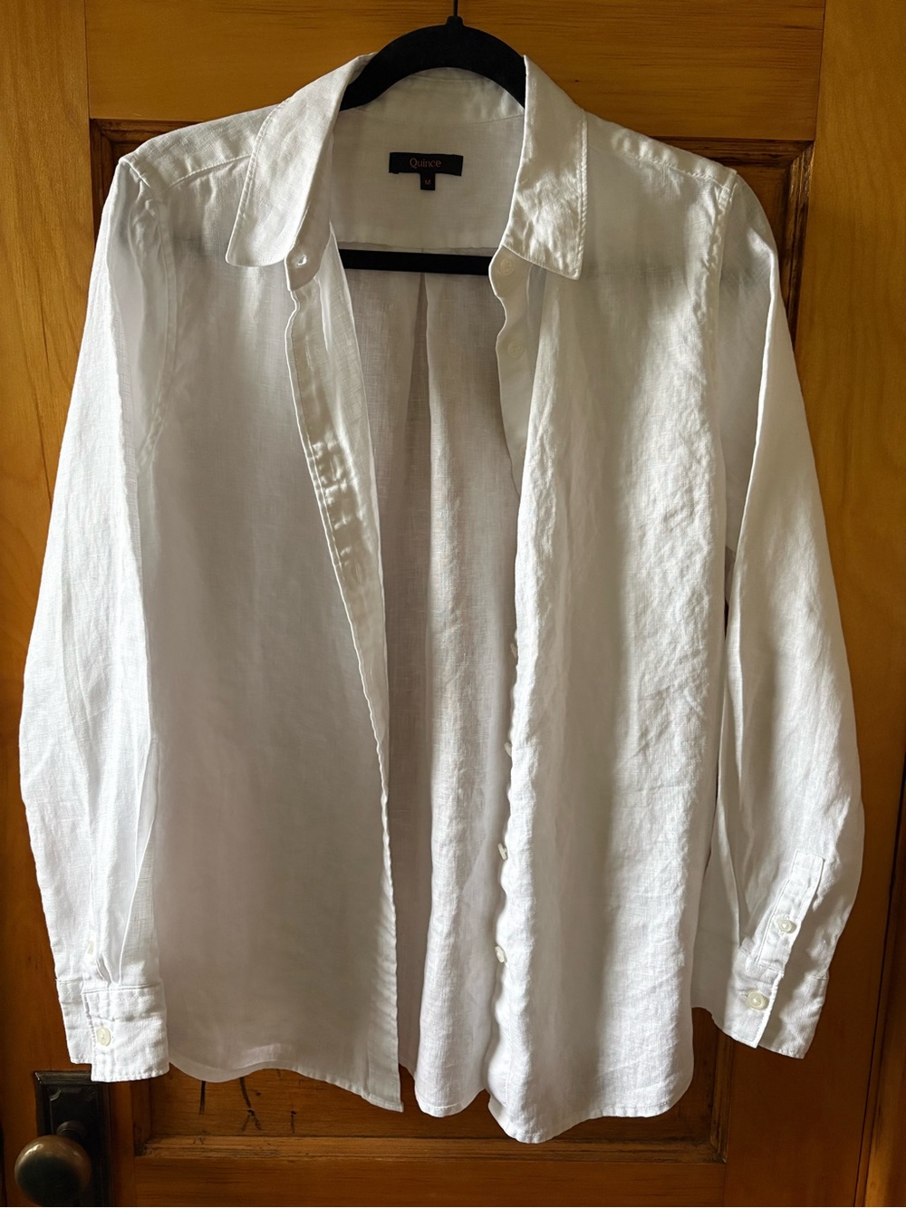 Quince Classic White Linen Button-Up Shirt Jacket